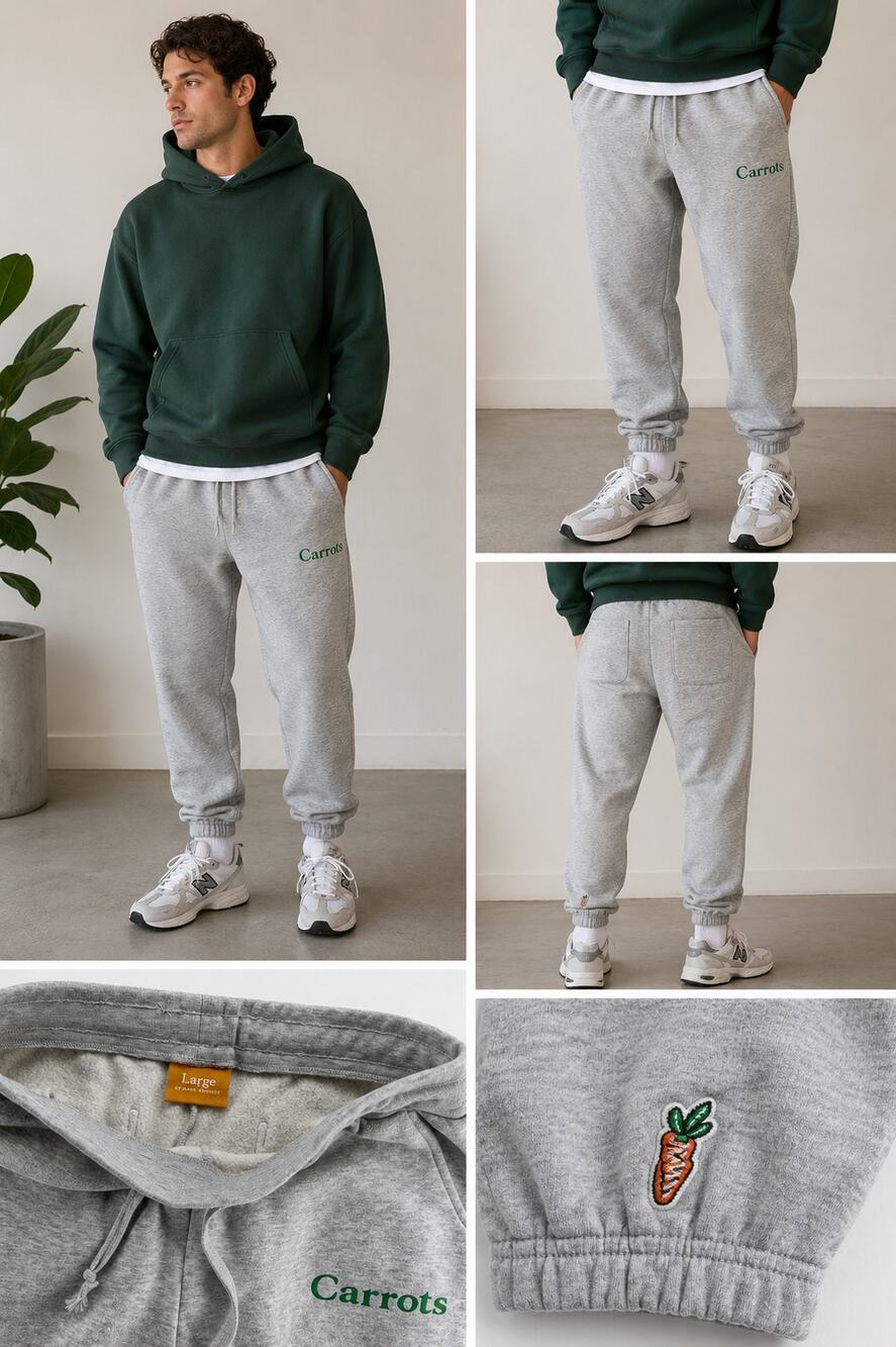 Carrots x Mark McNairy Gray Fleece Sweatpants Joggers Men's L Streetwear Logo